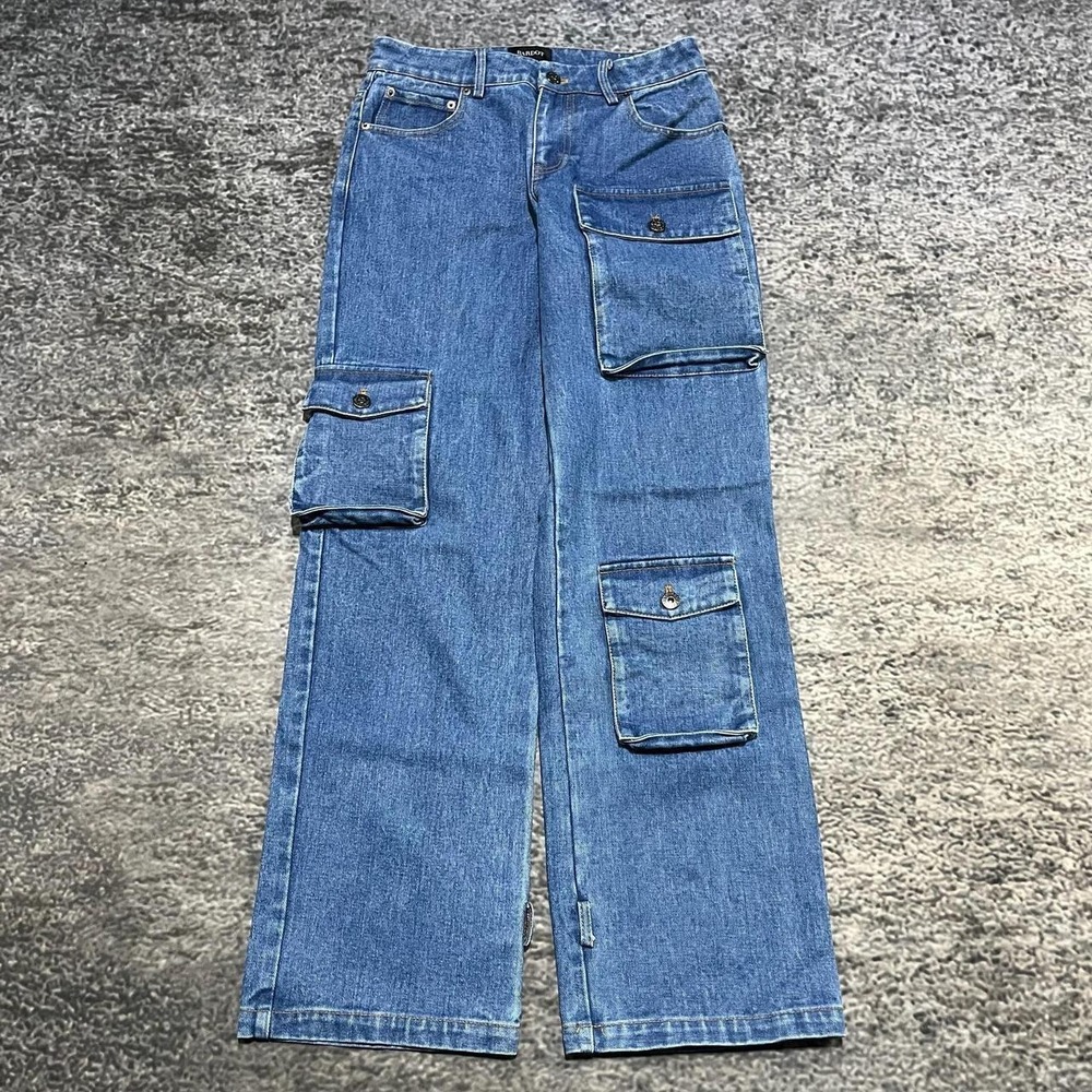 Bardot Jeans Cargo High Rise Womens 24 (28x32) Blue Utility Multi Pockey
